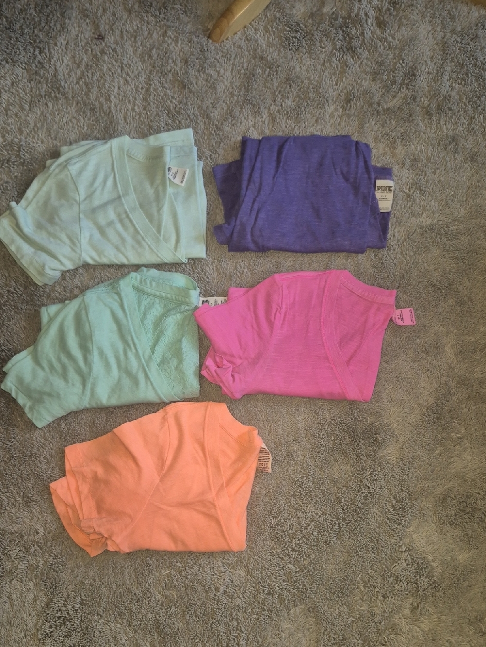 PINK Victoria's Secret Short Sleeve Tees in Mint, Purple, Pink & Coral